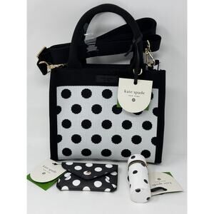 Kate Spade x Target Polka Dot White Black Knit Crossbody Bag Bundle